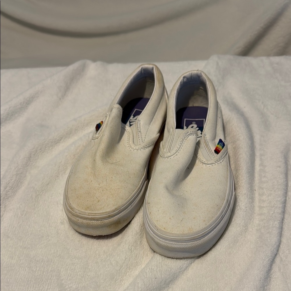 Vans White Athletic Slip-On Shoes Canvas Sole